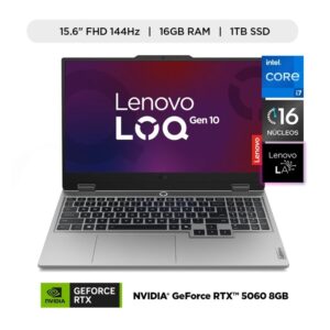 LAPTOP GAMER LENOVO LOQ INTEL CORE I7 16GB RAM 1TB SSD RTX 5060 8GB 15.6" FHD 144HZ