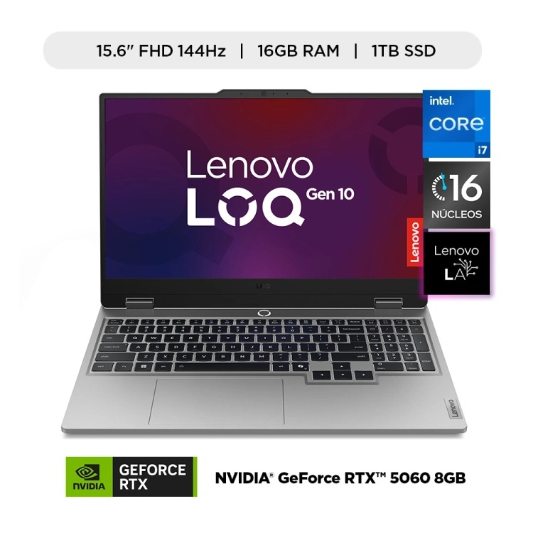 LAPTOP GAMER LENOVO LOQ INTEL CORE I7 16GB RAM 1TB SSD RTX 5060 8GB 15.6" FHD 144HZ
