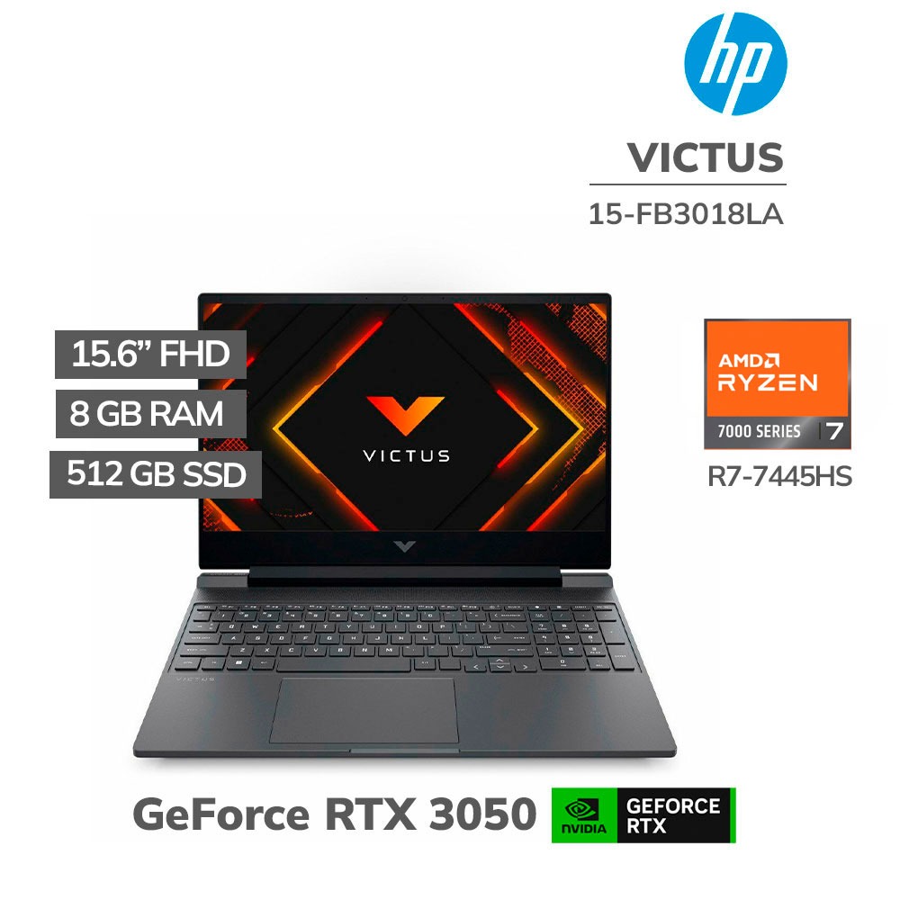 HP VICTUS 15-FB3018LA RYZEN 7-7445HS 8GB 512GB SSD T VIDEO RTX 3050 6GB WINDOWS 11 (BT4F5LA-ABM)